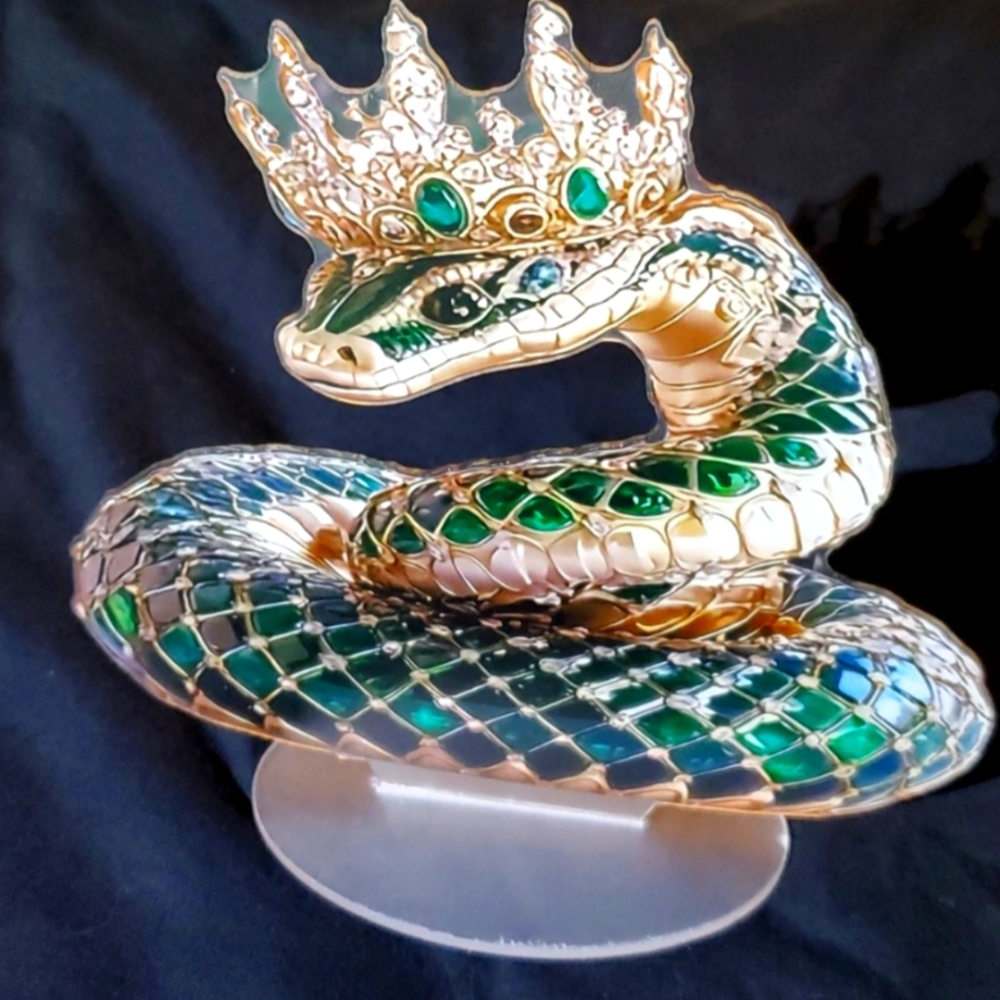 Green‎ and Gold Snake with Crown - Picture 5 of 6